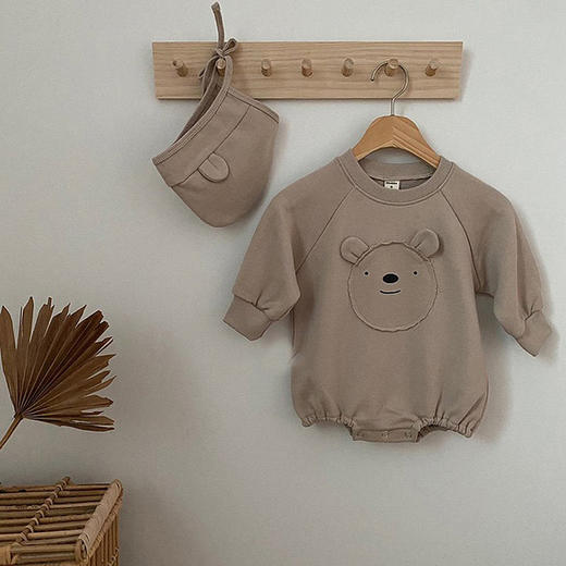 韩版ins春秋新款男宝宝婴幼儿童装卡通熊耳朵带帽连体哈衣爬服 商品图1