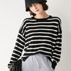 Happy's Bazzar芭莎秋冬新品套头长袖毛针织衫女条纹羊毛衫&V领拼接假两件羊毛针织衫 商品缩略图7