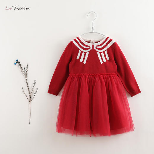 【法式系列】新款秋冬装 女童提花绵羊毛网纱连衣裙213725 商品图1