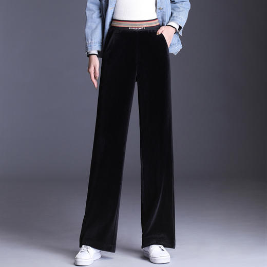 简约休闲时尚直筒裤松紧腰纯色修身阔腿裤气质长裤  TY-KYL-10123-L 商品图0