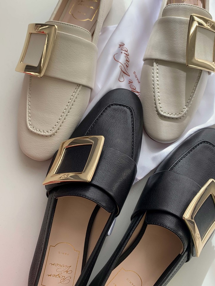 全明星系列rv金属方扣镶钻真皮漆皮乐福鞋舒适绒面平底鞋