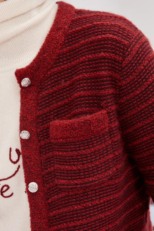 羊绒小香风针织女外套 SJF93W259N 商品图1