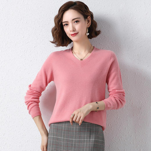 丁摩 无缝全羊毛V领打底衫21301-DB199-WX123 商品图1