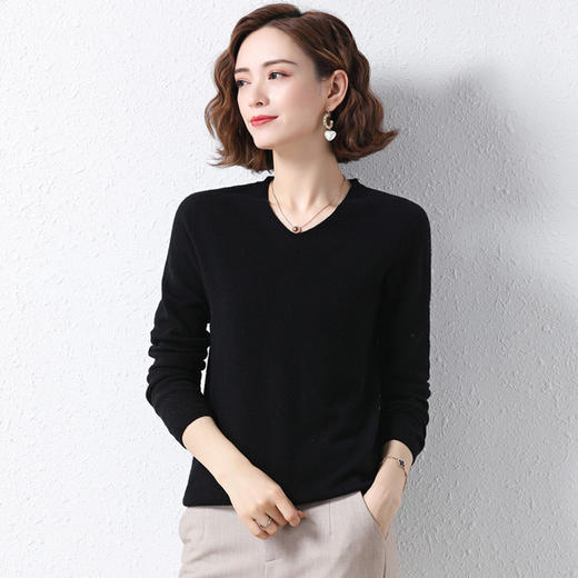 丁摩 无缝全羊毛V领打底衫21301-DB199-WX123 商品图3