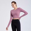 秋冬新款露脐瑜伽服长袖T恤跑步运动上衣健身服长袖罩衫女rd03 商品缩略图3