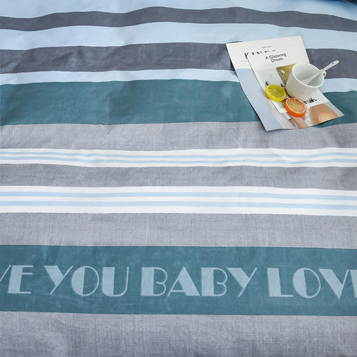 【紫韵家纺】“青春如歌”经典四件套（条纹）形象绿色天地盒 商品图2