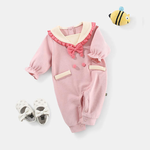 幸福满满秋冬婴儿连体衣英伦公主风长袖宝宝衣服女宝爬爬服跨境新生儿衣服 商品图2