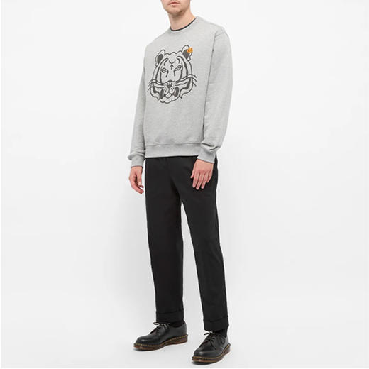 KENZO 高田贤三 虎头印花+小虎头 男士卫衣 灰色 FB65 SW005 4MO 94 商品图3
