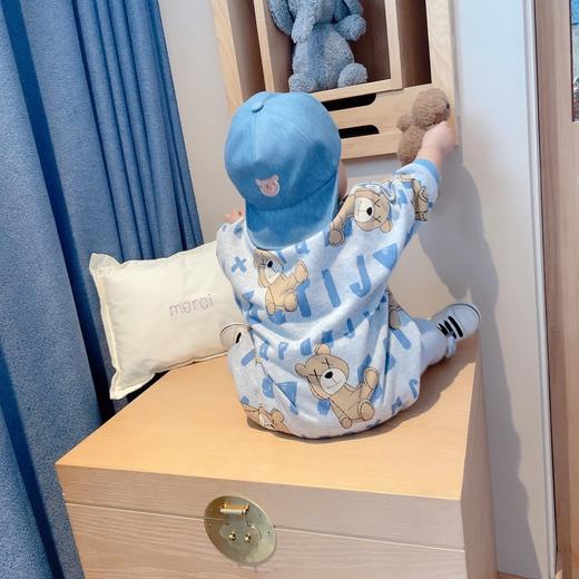 幸福满满春秋新品男宝宝纯棉爬爬服女婴童卡通大印花连体衣小童宽松哈衣潮 商品图2