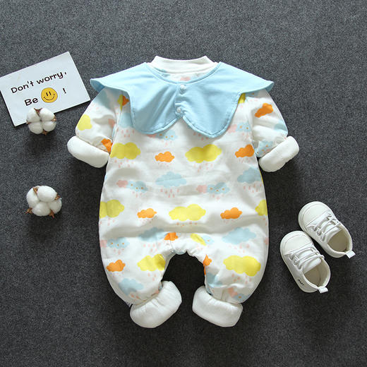 幸福满满婴儿连体服衣春秋冬季夹棉新生儿婴儿服哈衣薄棉初生保暖宝宝衣服加厚秋装童装圣诞礼物 商品图3