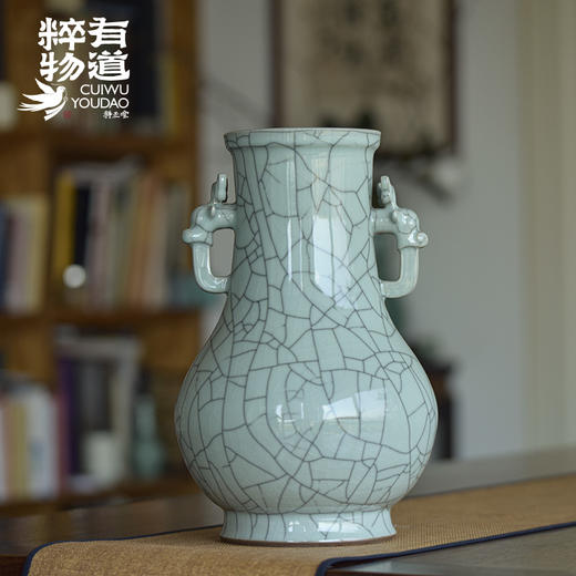 青瓷龙耳吉祥尊龙泉青瓷摆件收藏品省工艺美术大师作品 商品图1