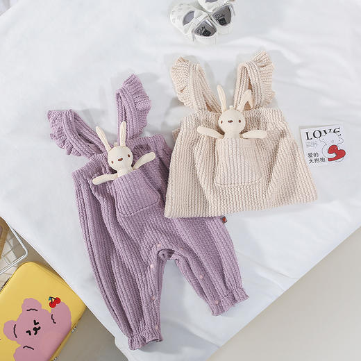 幸福满满宝宝衣服21秋冬新品女宝宝可爱口袋背带裤韩版婴儿爬服连体衣 商品图2