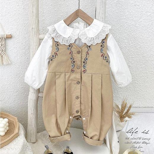 幸福满满包屁衣婴儿秋装女宝宝连体衣两件套装满月公主百天春秋外出哈 商品图0