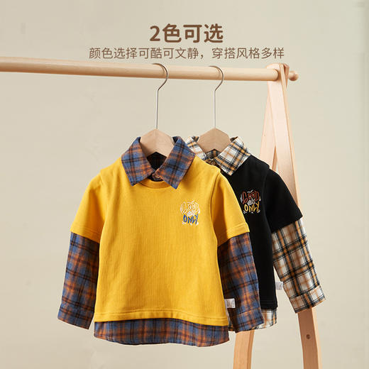 fx-咕噜日记儿童假两件格子衬衫PQCS2102 商品图3