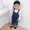幸福满满bxx 18儿童秋款中性风纯棉牛仔大口袋可爱背带裤子童裤一件代发 商品缩略图1