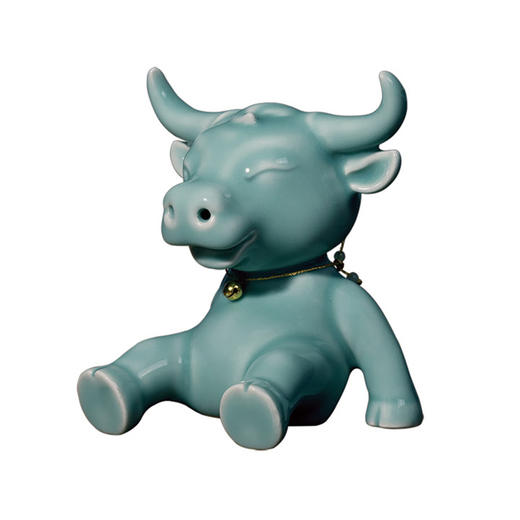 世界非遗龙泉青瓷生肖牛福牛摆件金多多可爱萌牛陶瓷摆件 商品图4