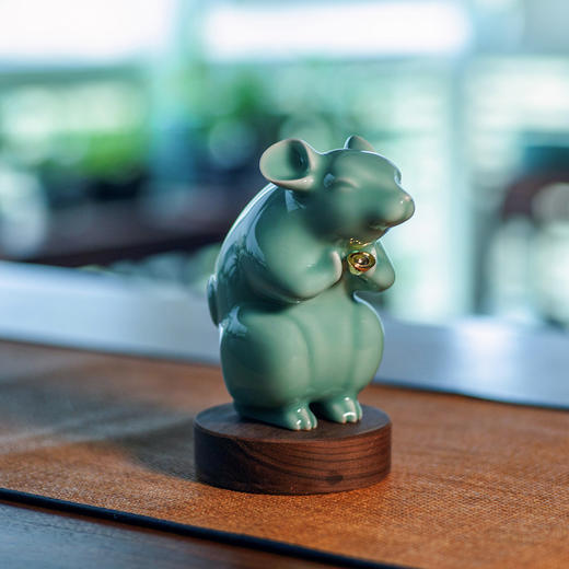 龙泉青瓷生肖鼠摆件原创青瓷创意礼品「鼠来宝」开运摆件 商品图1