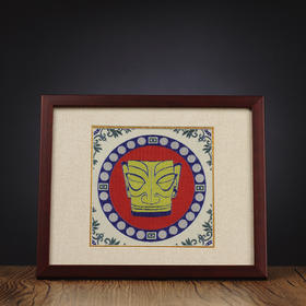 蜀锦小座屏三星堆文创