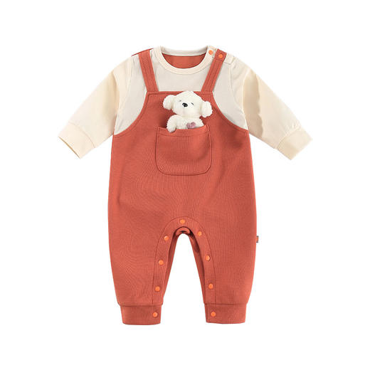 幸福满满婴儿连体衣21秋冬新品男女宝宝背带假两件卡通小熊韩版新生儿衣服 商品图4