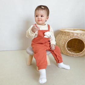 幸福满满婴儿连体衣21秋冬新品男女宝宝背带假两件卡通小熊韩版新生儿衣服