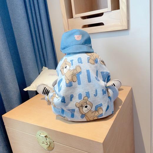 幸福满满春秋新品男宝宝纯棉爬爬服女婴童卡通大印花连体衣小童宽松哈衣潮 商品图3