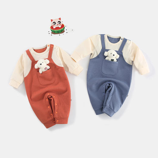 幸福满满婴儿连体衣21秋冬新品男女宝宝背带假两件卡通小熊韩版新生儿衣服 商品图3