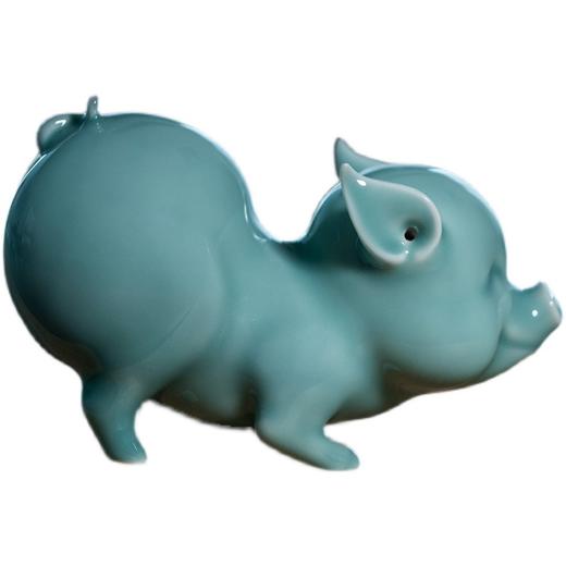 龙泉青瓷生肖「猪」摆件创意礼品「满满猪福」家居办公收藏摆件 商品图4