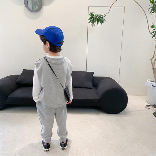 AOAOKIDS男童秋款套装背心马甲长裤休闲裤韩版新款洋气儿童休闲潮 商品图3