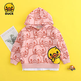 21年秋季新款现货小黄鸭粉色女童秋装中小童长袖儿童卫衣一件代发