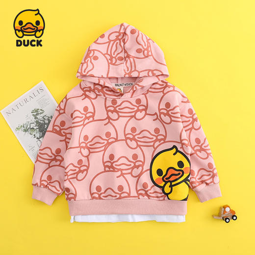21年秋季新款现货小黄鸭粉色女童秋装中小童长袖儿童卫衣一件代发 商品图0