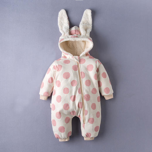 幸福满满童装新款彩棉婴儿夹棉加绒连体衣保暖哈衣宝宝服装爬服厂家货源 商品图1