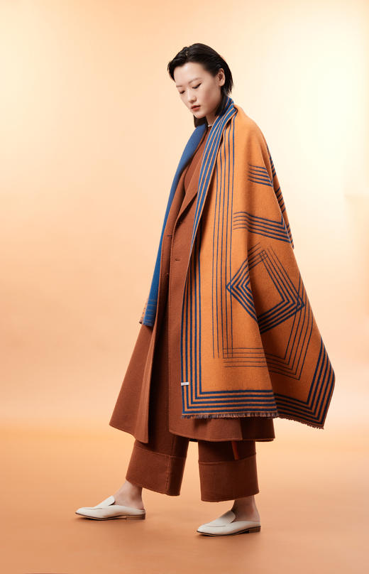  羊绒双面提花披肩 SJF93P721N 商品图2