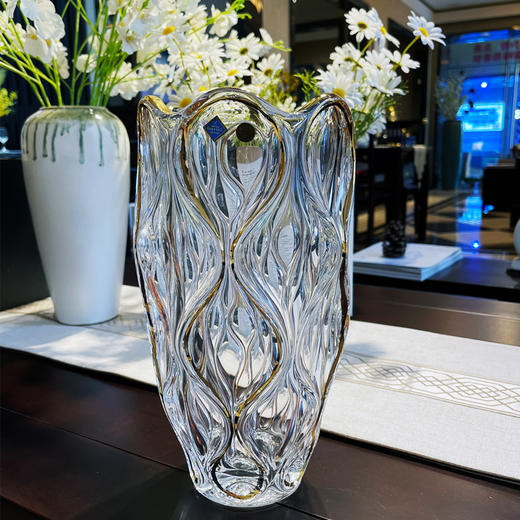 捷克进口/ BOHEMIA波西米亚海洋系列描金果斗28cm/花瓶30cm 商品图1