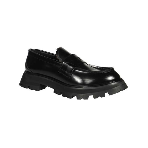 ALEXANDER MCQUEEN 亚历山大麦昆 女士小牛皮缝合细节乐福鞋 黑色 666328 WHZ80 1000 商品图1