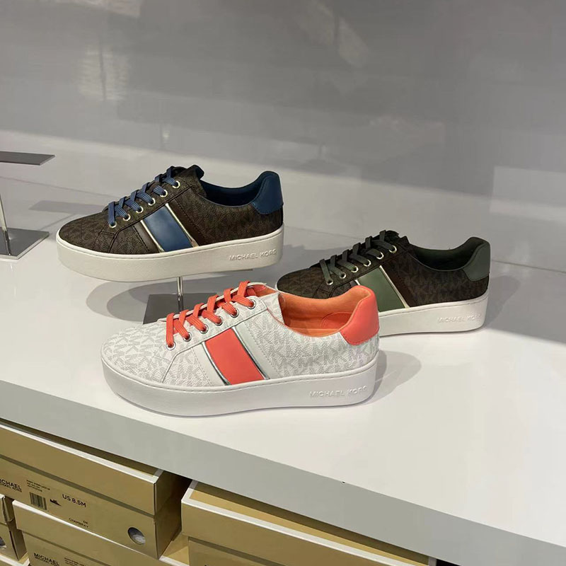 michael kors/mk 女士新品时尚百搭满印logo拼色休闲板鞋