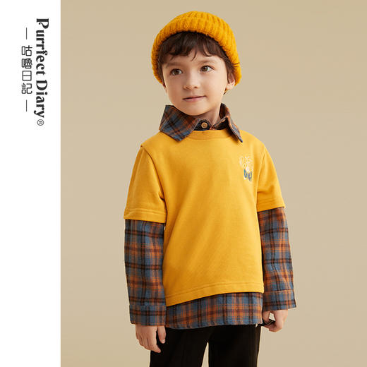 fx-咕噜日记儿童假两件格子衬衫PQCS2102 商品图0