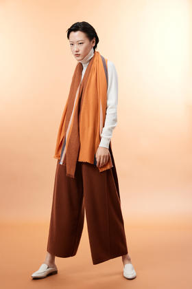  条纹撞色羊绒围巾 SJF93P729A