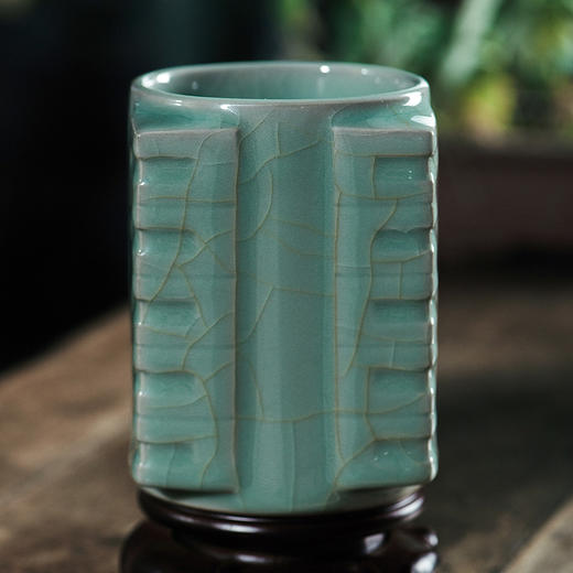 龙泉青瓷丨琮式瓶 青瓷玉琮 青瓷笔筒、花瓶摆件 商品图1