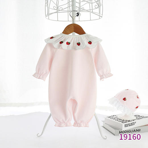 幸福满满童装2021年春秋新款婴儿连体衣宝宝草莓长袖爬服新生儿包屁衣 商品图3