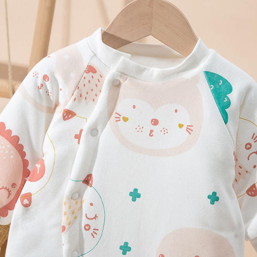 幸福满满新生婴儿夹棉连体衣秋冬季哈衣幼儿冬装衣服男女宝宝卡通外出棉衣 商品图2