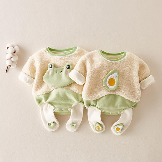 幸福满满网红婴儿衣服春秋套装可爱女宝宝洋气秋季连体衣百天幼儿秋装外出 商品图0