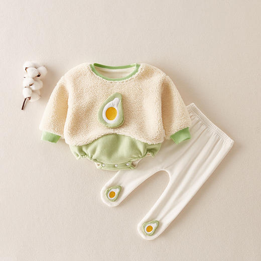 幸福满满网红婴儿衣服春秋套装可爱女宝宝洋气秋季连体衣百天幼儿秋装外出 商品图3