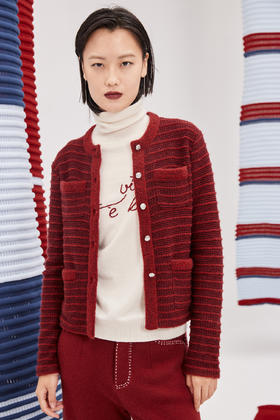 羊绒小香风针织女外套 SJF93W259N