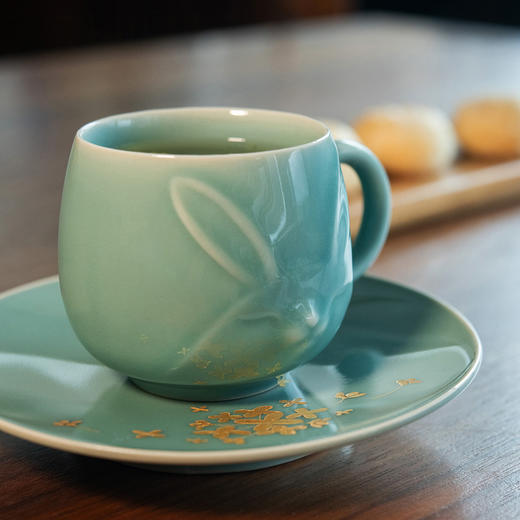 原创设计龙泉青瓷咖啡杯花茶杯「侍月」对杯套装 商品图2