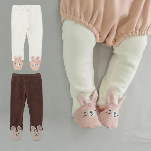 幸福满满儿童连裤袜春秋款女童打底裤外穿中厚小熊婴儿连脚宝宝打底袜裤 商品图0