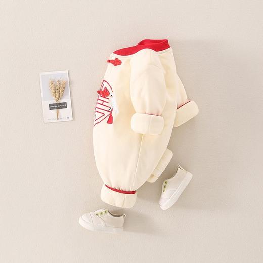 幸福满满婴儿秋冬服装百天照宝宝中国风旗袍哈衣新生儿中式汉服连体衣夹棉 商品图2