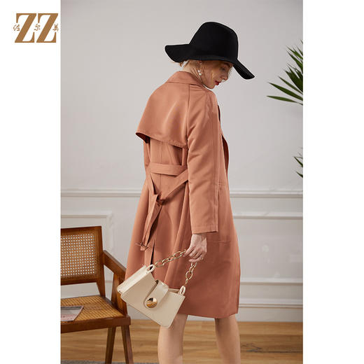 佐尔美2021新款秋装 流行质感气质长风衣女E13FC26 商品图4