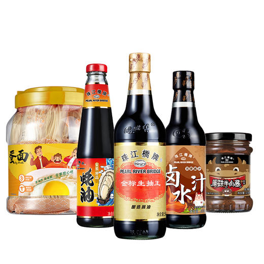 珠江桥牌 金标生抽王500ml蚝油510g蛋面715g卤水汁300ml牛肉酱230g