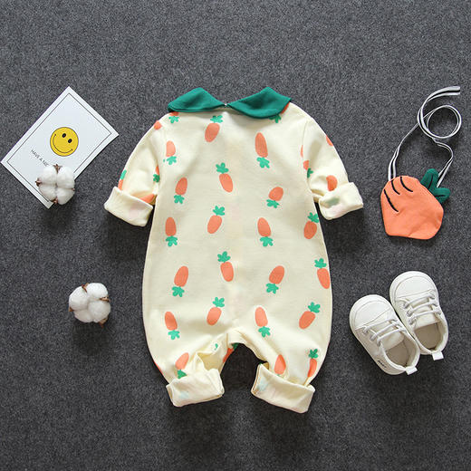 幸福满满宝宝秋装翻领连体衣服男女孩可爱哈衣爬服新生婴儿衣服秋季外出服 商品图3