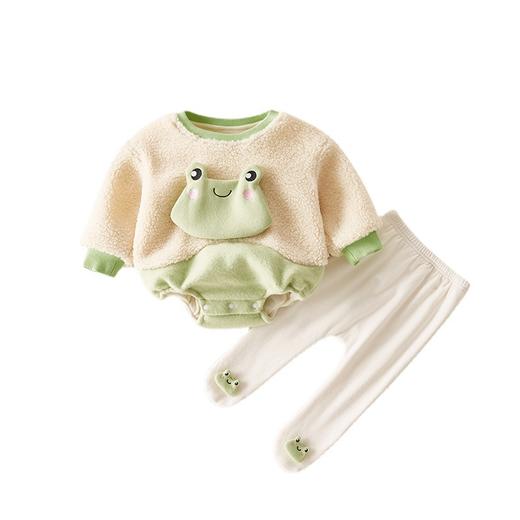 幸福满满网红婴儿衣服春秋套装可爱女宝宝洋气秋季连体衣百天幼儿秋装外出 商品图4